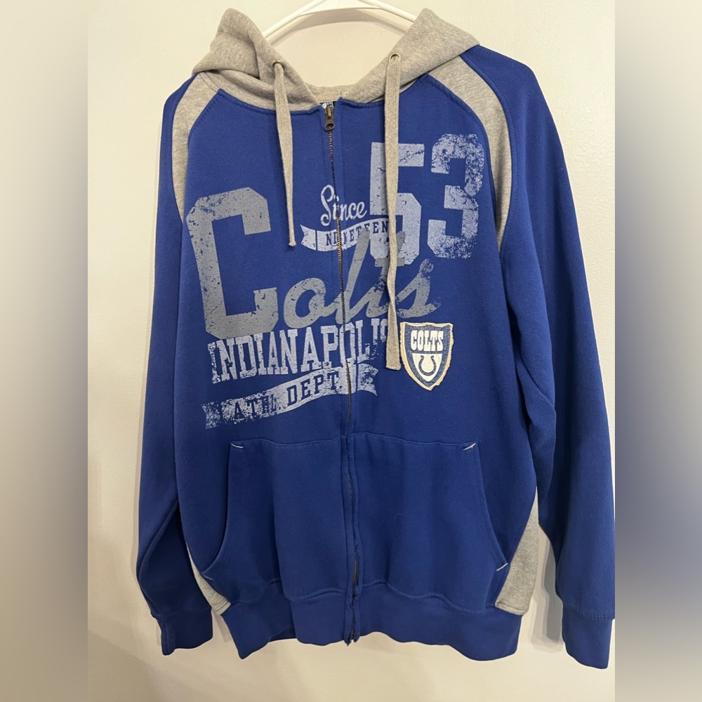 Indianapolis Colts‎ Hoodie Men Sm Blue/Gray Cotton Blend NFL Pullover Sweatshirt